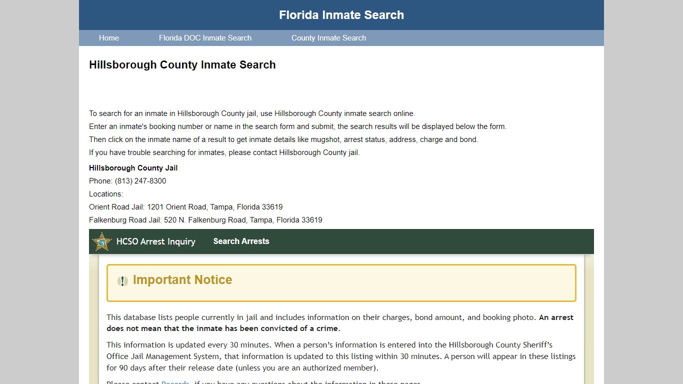 Hillsborough County Jail Inmate Search